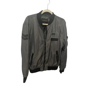 ⚡‎ Seduka Men’s Gray Bomber Windbreaker Jacket L with Flag Patch ⚡